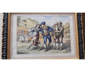 QUADRO INCISIONE ORIGINALE IN RAME DEL PINELLI 1822
